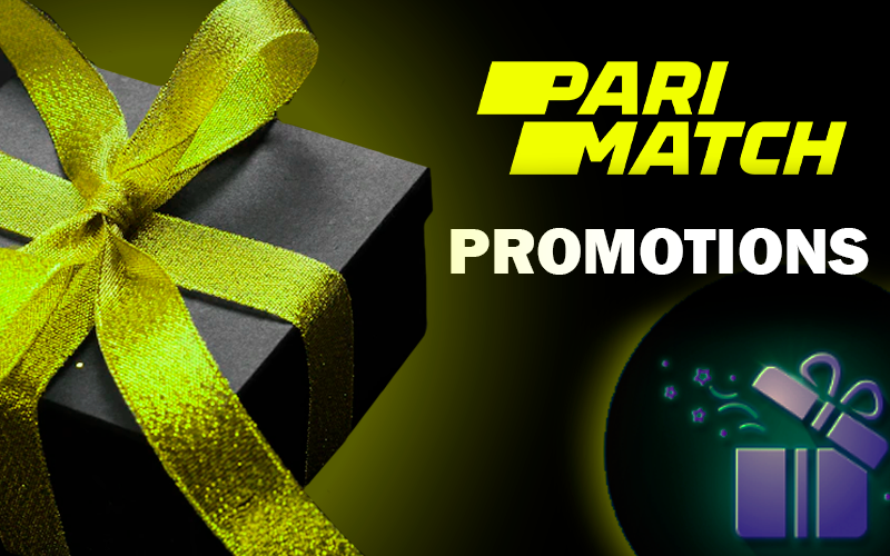 Gift box with yellow ribbon and Parimatch logo