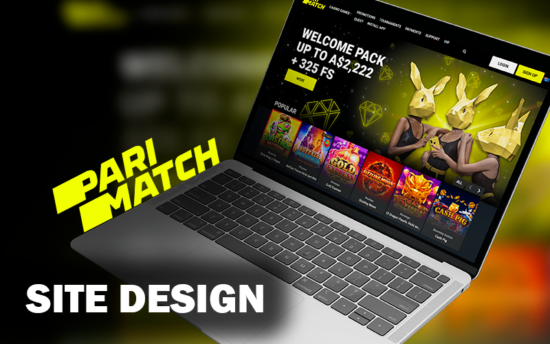 Parimatch casino website opened on a laptop screen