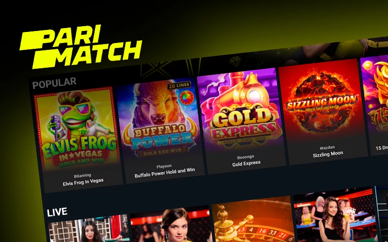 Screenshot of casino games on Parimatch casino website