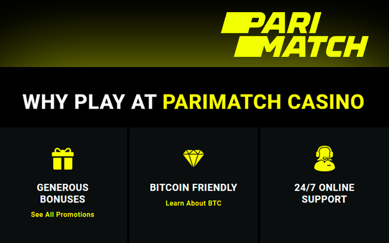 Screenshot of the window Why play at Parimatch casino on the home page of site