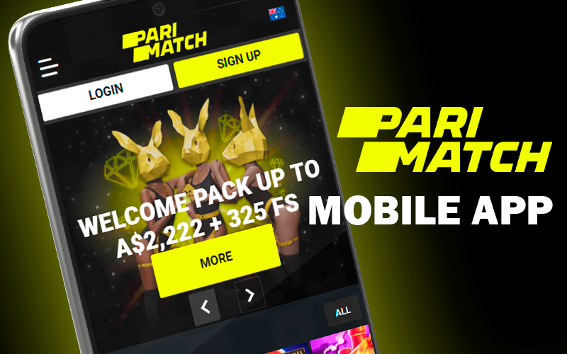 Home page of Parimatch casino site opened on a smartphone
