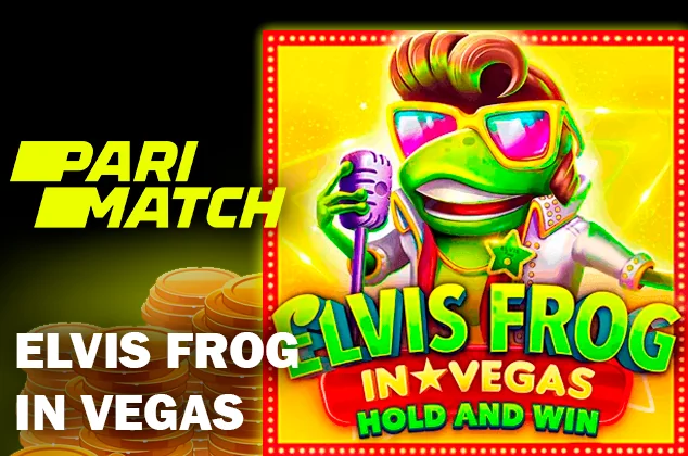 Elvis Frog in Vegas game logo and Parimatch logo