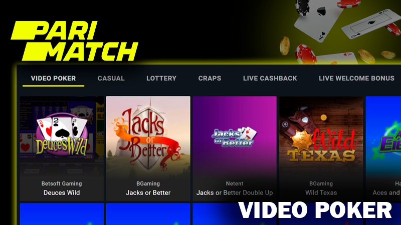 Screenshot of video poker category on Parimatch casino site