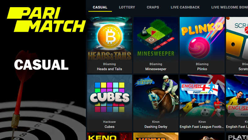 Screenshot of casual category on Parimatch casino site