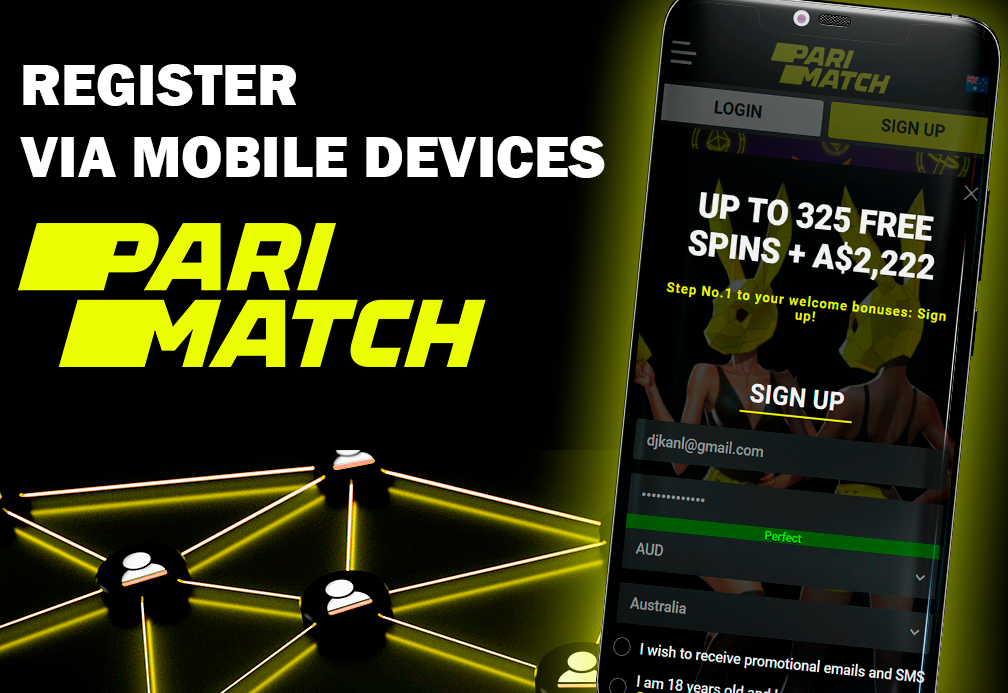 Parimatch casino opened on a smastphone and Parimatch logo