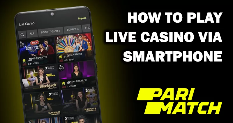 Cell phone with an open page Live casino at parimatch