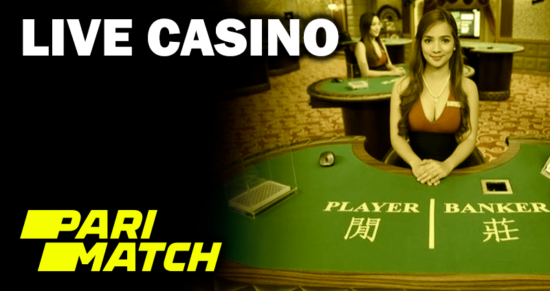 A girl croupier sits at a poker table in a live casino at parimatch
