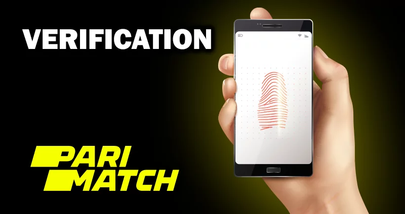 Phone in hand on which the verification process takes place at parimatch