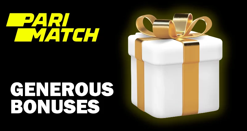 The parimatch logo next to the gift wrapped in a gold ribbon