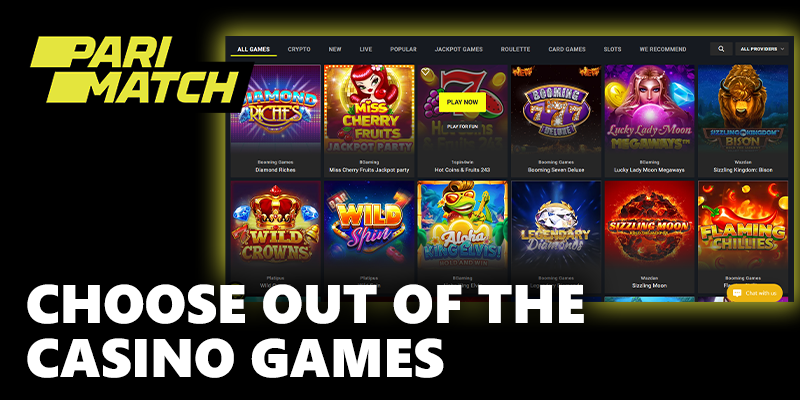 Choose out of the casino games at Parimatch lobby