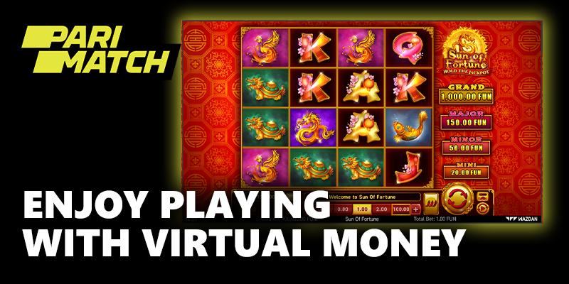 Playing game in Parimatch with virtual money
