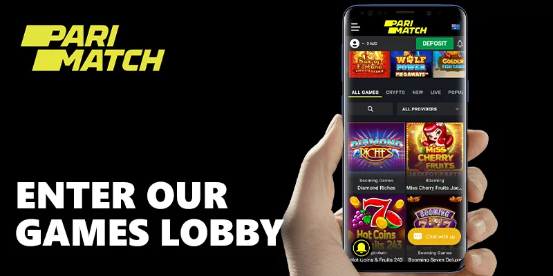 Enter games lobby at parimatch from mobile on android