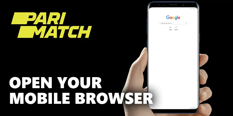 browser Chrome in mobile phone for Parimatch