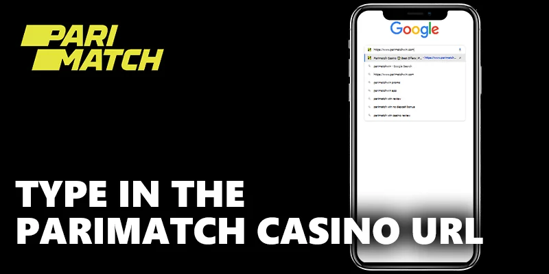 URL of Parimatch Casino in mobile browser on iPhone