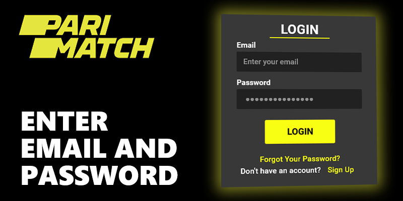 Log-in form at Parimatch