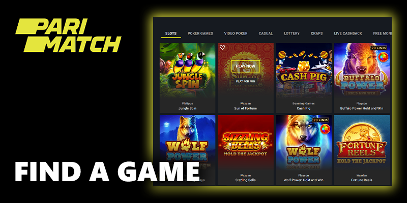 find a game at parimatch lobby