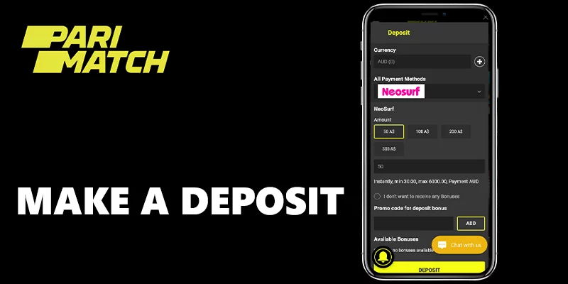 make a deposit from iPhone at Parimatch