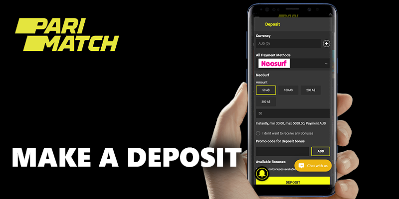 make a deposit from mobile on Android at parimatch