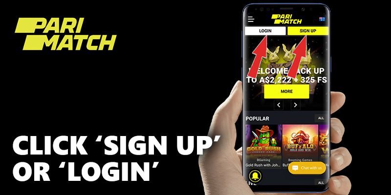 sign up or login at Parimatch with mobile on Android
